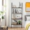 Costway Industrial Ladder Shelf 4-Tier Leaning Wall Bookcase Plant Stand Rustic Black/Brown